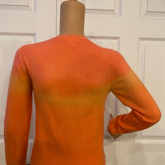 TSE CASHMERE SZ S OMBRÉ ORG/YWL V NECK SWEATER - Picture 3 of 5